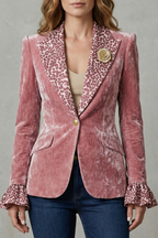 Kacob | Ruffle Cuff Velvet BlazerKacob | Ruffle Cuff Velvet Blazer