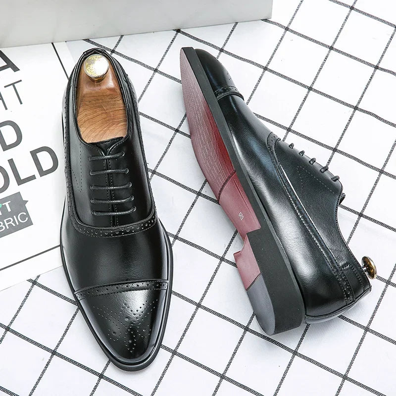 Kacob | Men's Oxford Brogue Leather Dress Shoes