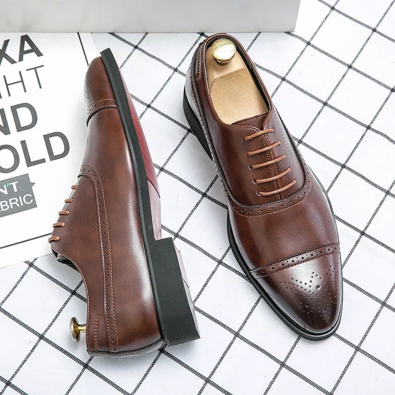 Kacob | Men's Oxford Brogue Leather Dress Shoes