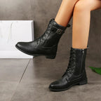 kacob womens lace up biker ankle boots
