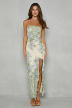 Kacob | Strapless Floral Maxi Dress with Slit