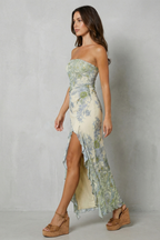Kacob | Strapless Floral Maxi Dress with Slit