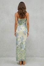 Kacob | Strapless Floral Maxi Dress with Slit