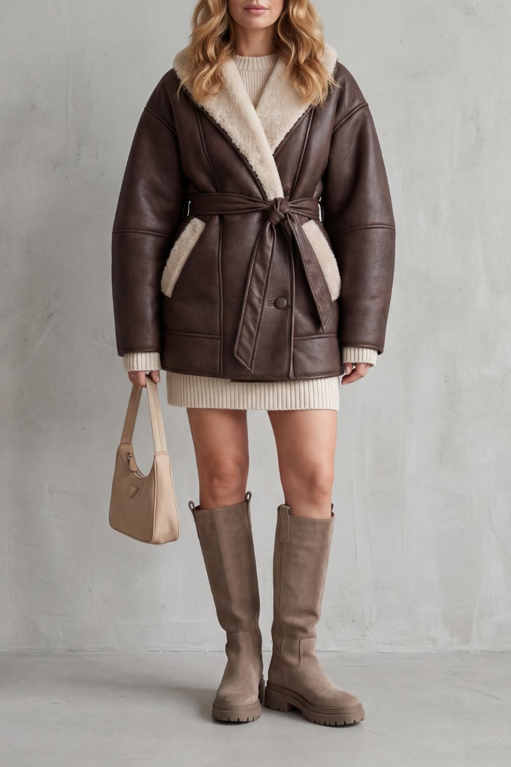 Kacob | Oversized Faux Fleece Wrap Coat