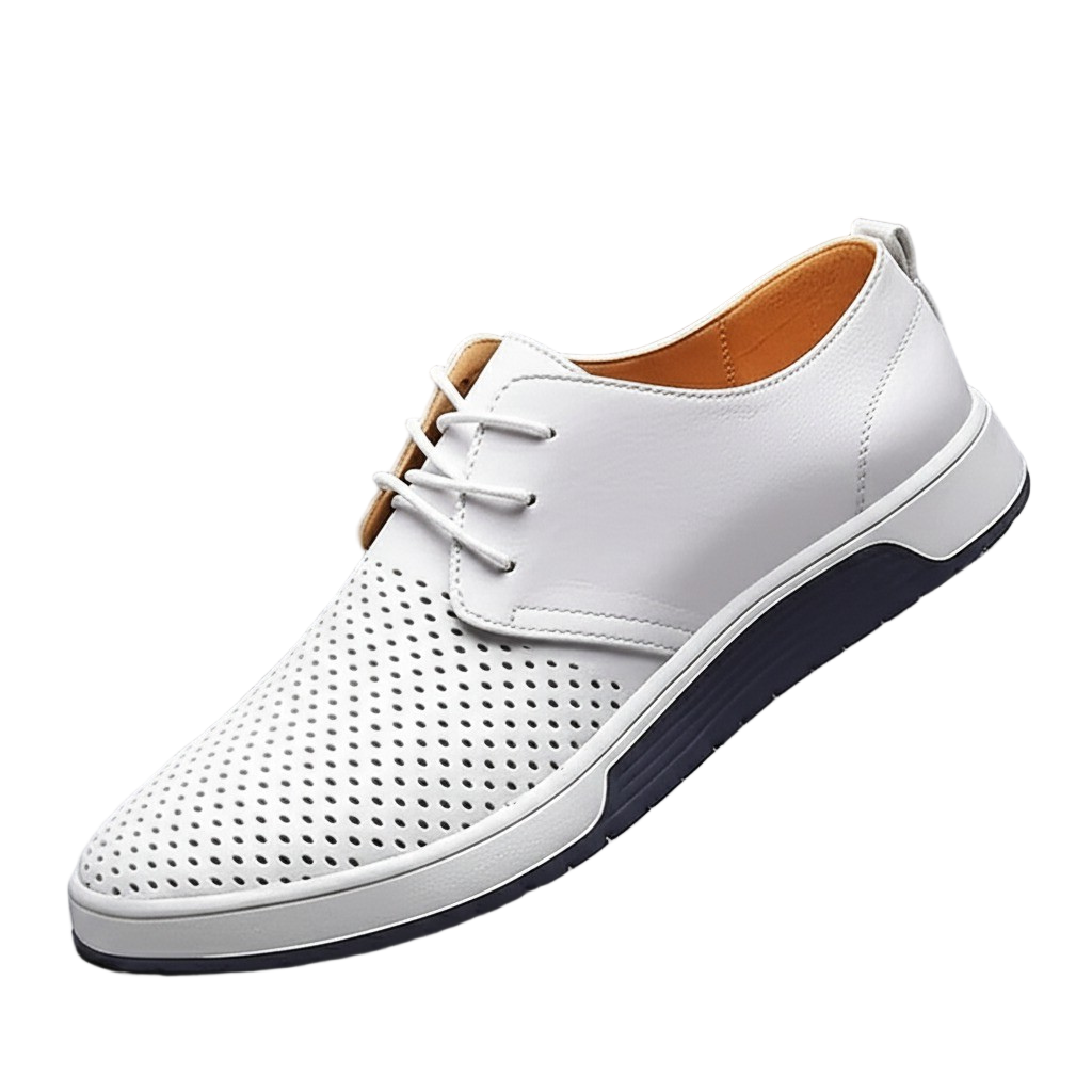 Men's perforated lace up derby shoes in white