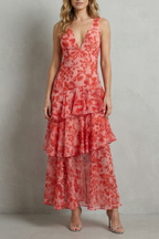 Kacob | Tiered Ruffle Floral Chiffon Maxi Dress
