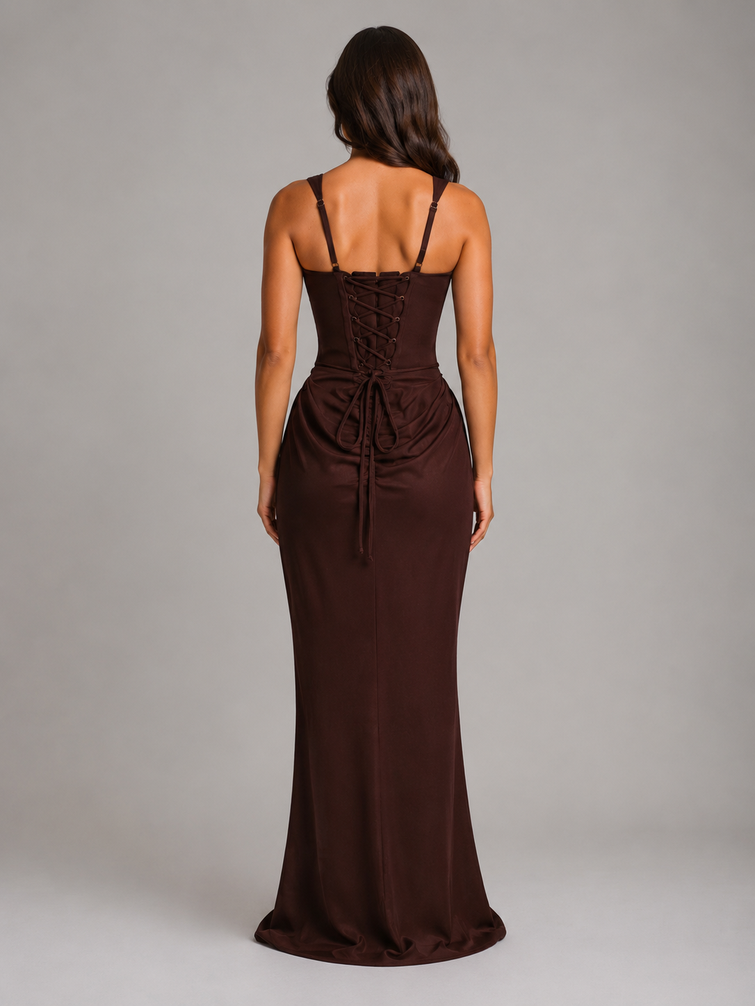 Kacob | Bodycon Draped Corset Maxi Dress – Sculpted Silhouette