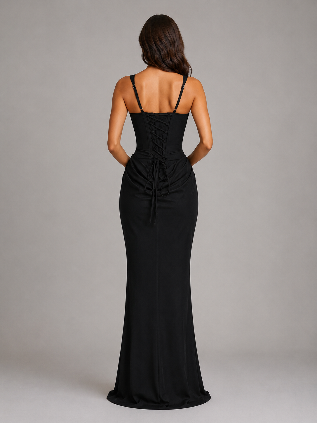 Kacob | Bodycon Draped Corset Maxi Dress – Sculpted Silhouette