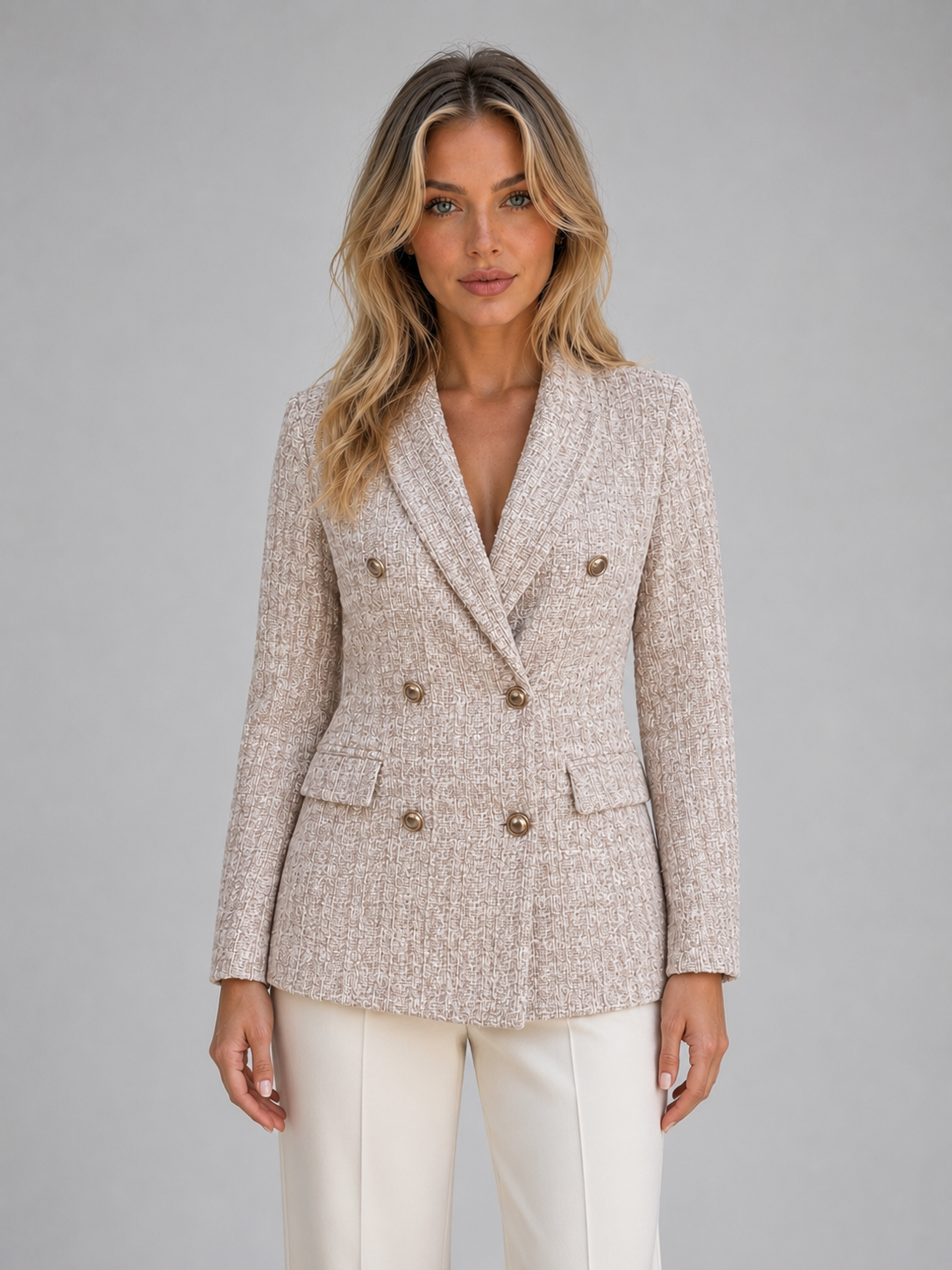 Kacob | Double-Breasted Tweed Blazer