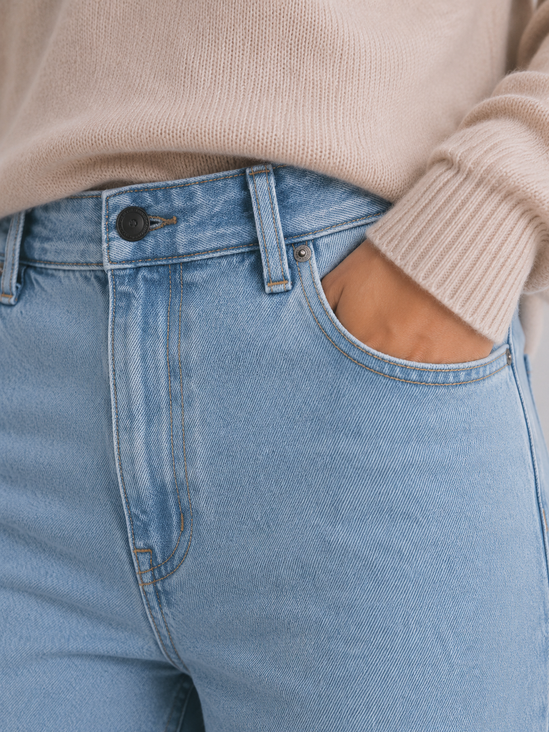 Kacob | High Waisted Wide Leg Light Wash Jeans