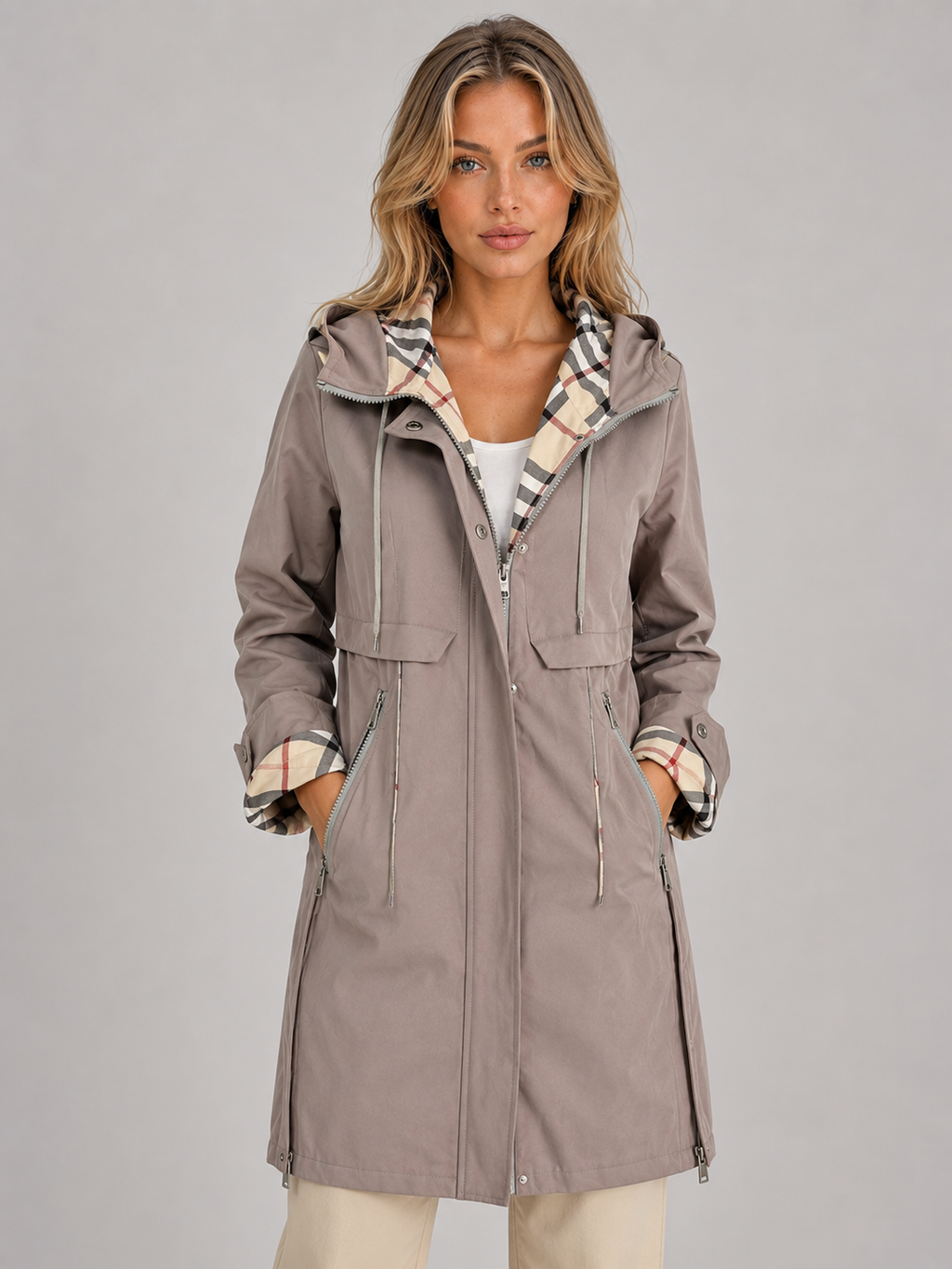 Kacob | Hooded Longline Parka Coat – Zip-Up Lightweight Jacket
