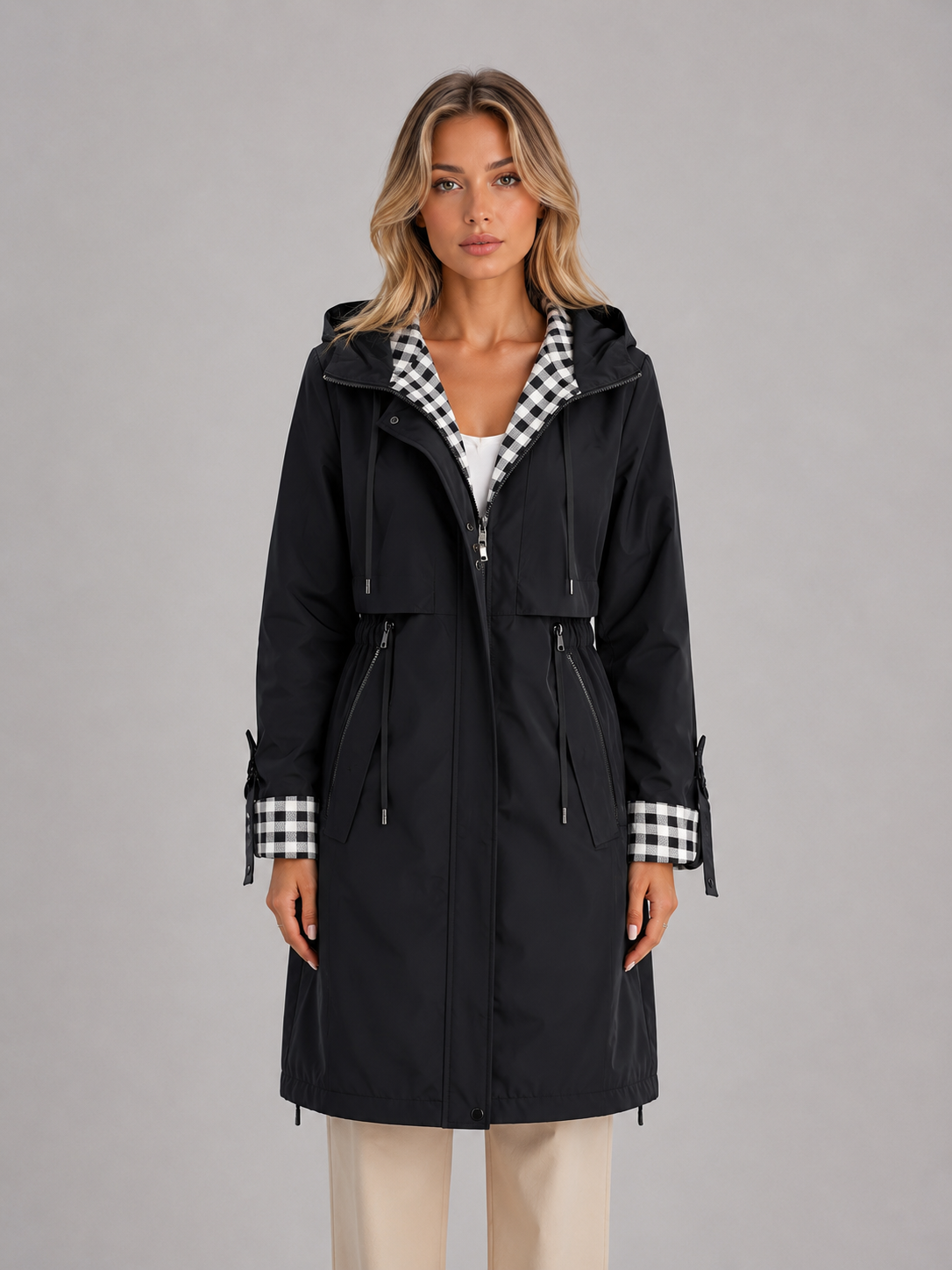 Kacob | Hooded Longline Parka Coat – Zip-Up Lightweight Jacket