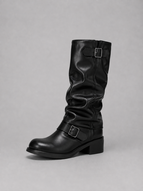 Kacob | Biker Buckle Knee-High Boots