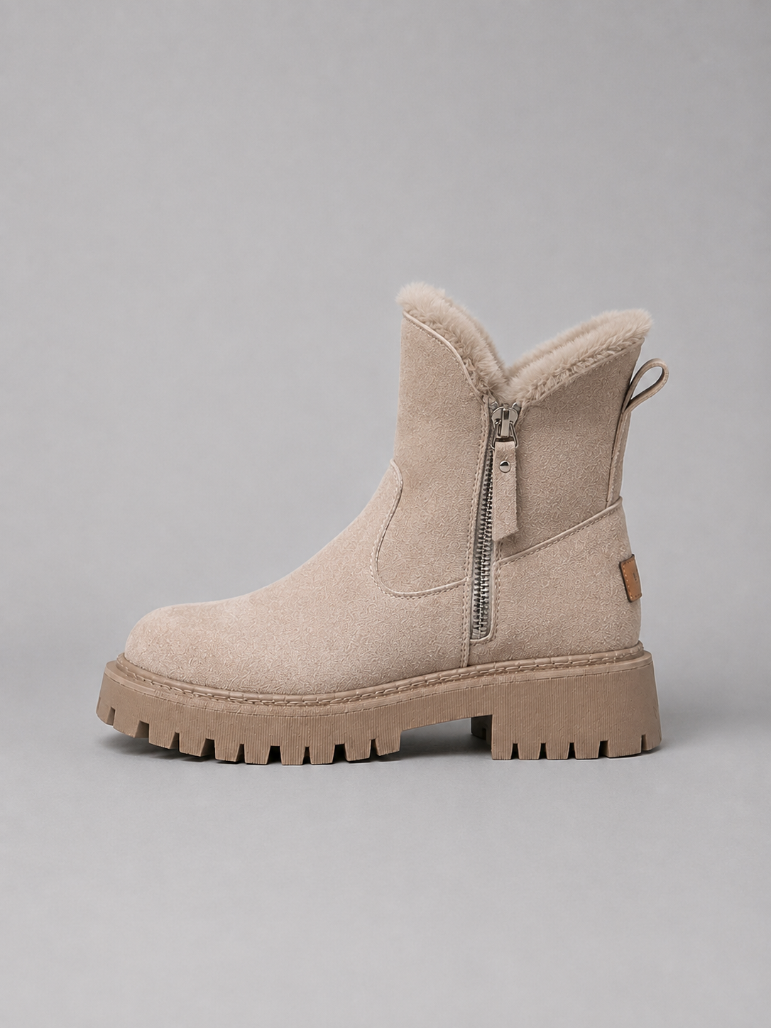 Kacob | Faux Fur Trim Suede Chunky Ankle Boots