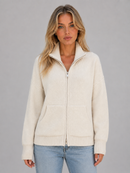 Kacob | Funnel Neck Zip-Up Knit Cardigan