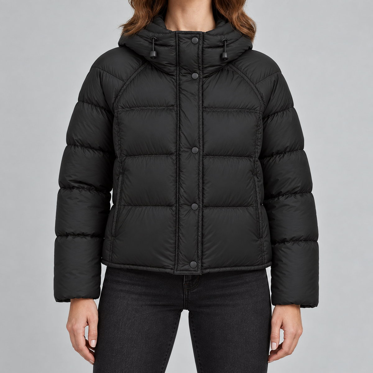 Kacob | Women's Hooded Puffer Jacket – High Neck Padded Winter Jacket