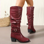 kacob womens buckle slouch knee high boots