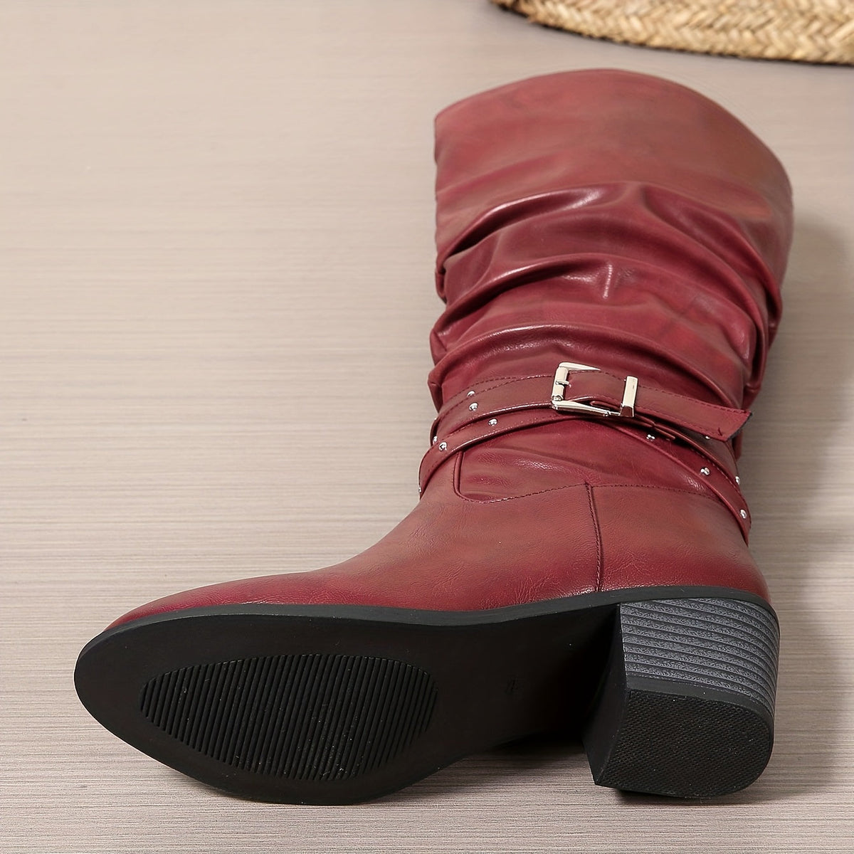 kacob womens buckle slouch knee high boots