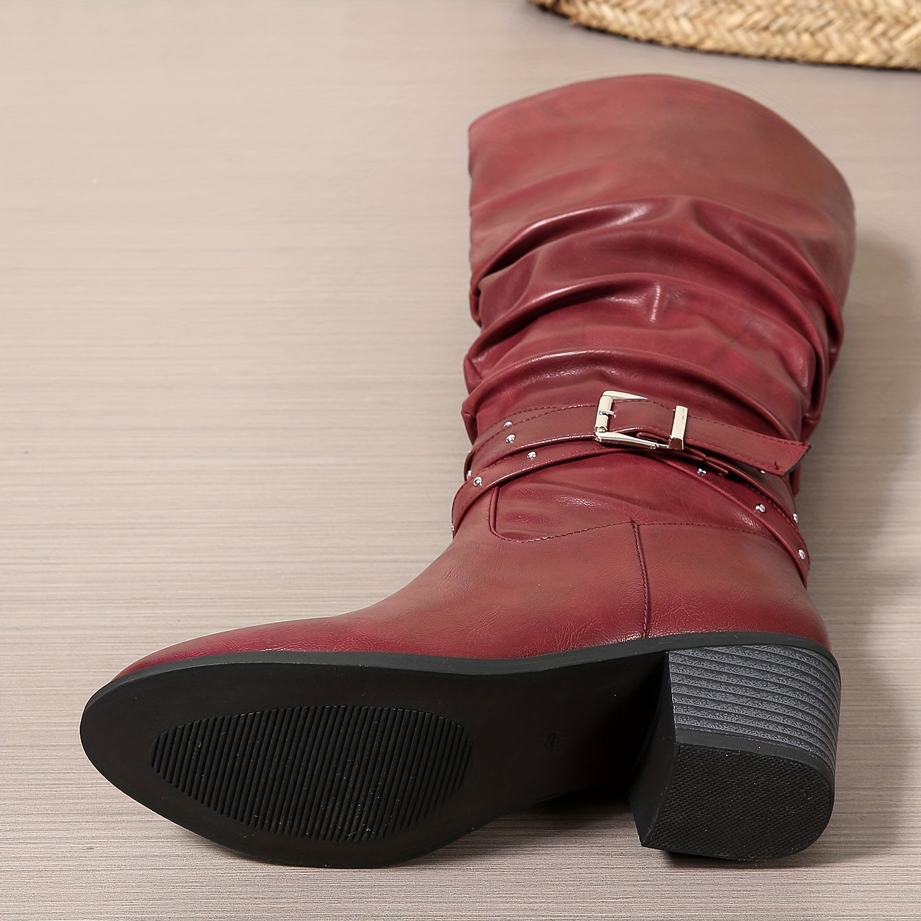 kacob womens buckle slouch knee high boots