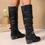 kacob womens buckle slouch knee high boots