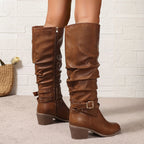 kacob womens buckle slouch knee high boots