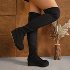 kacob womens stretch wedge over the knee boots