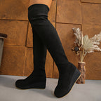 kacob womens stretch wedge over the knee boots