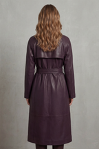 Kacob | Belted Faux Leather Trench Coat