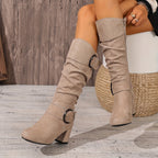 kacob womens slouch block heel knee high boots