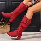 kacob womens slouch block heel knee high boots