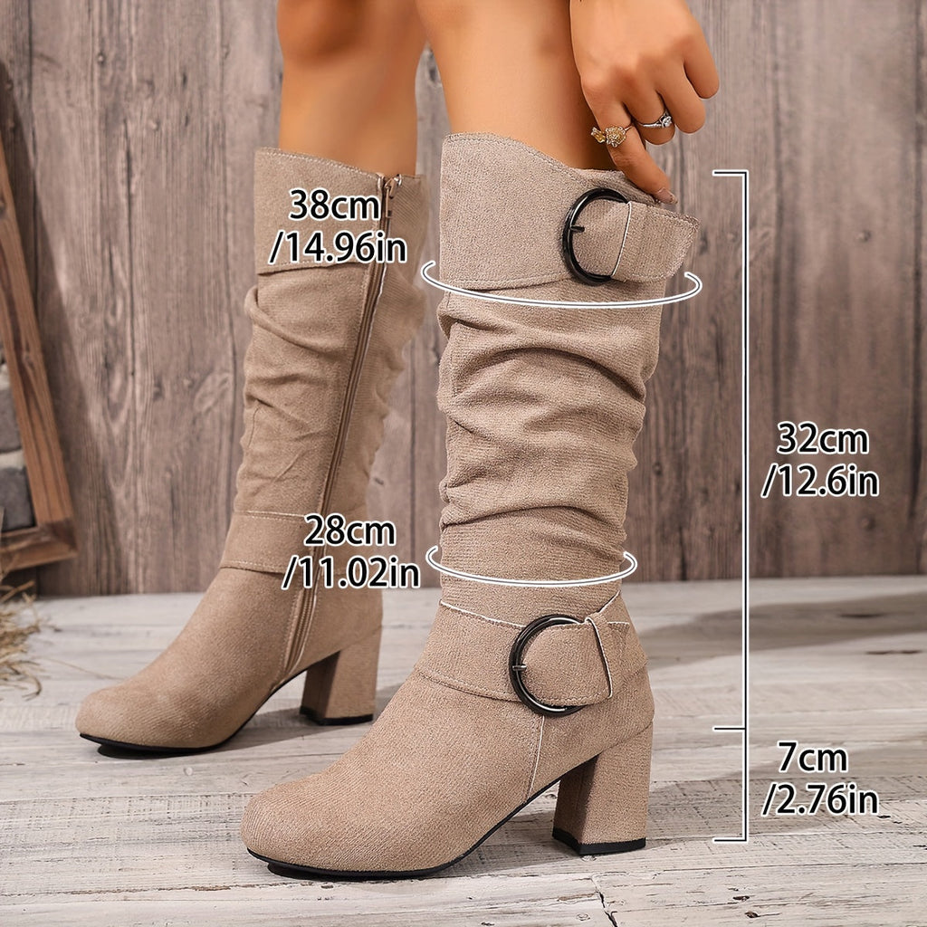 kacob womens slouch block heel knee high boots