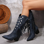 kacob womens fringe wide calf cowboy boots