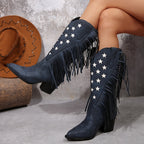 kacob womens fringe wide calf cowboy boots