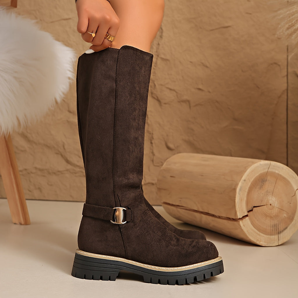 kacob womens lug sole knee high boots