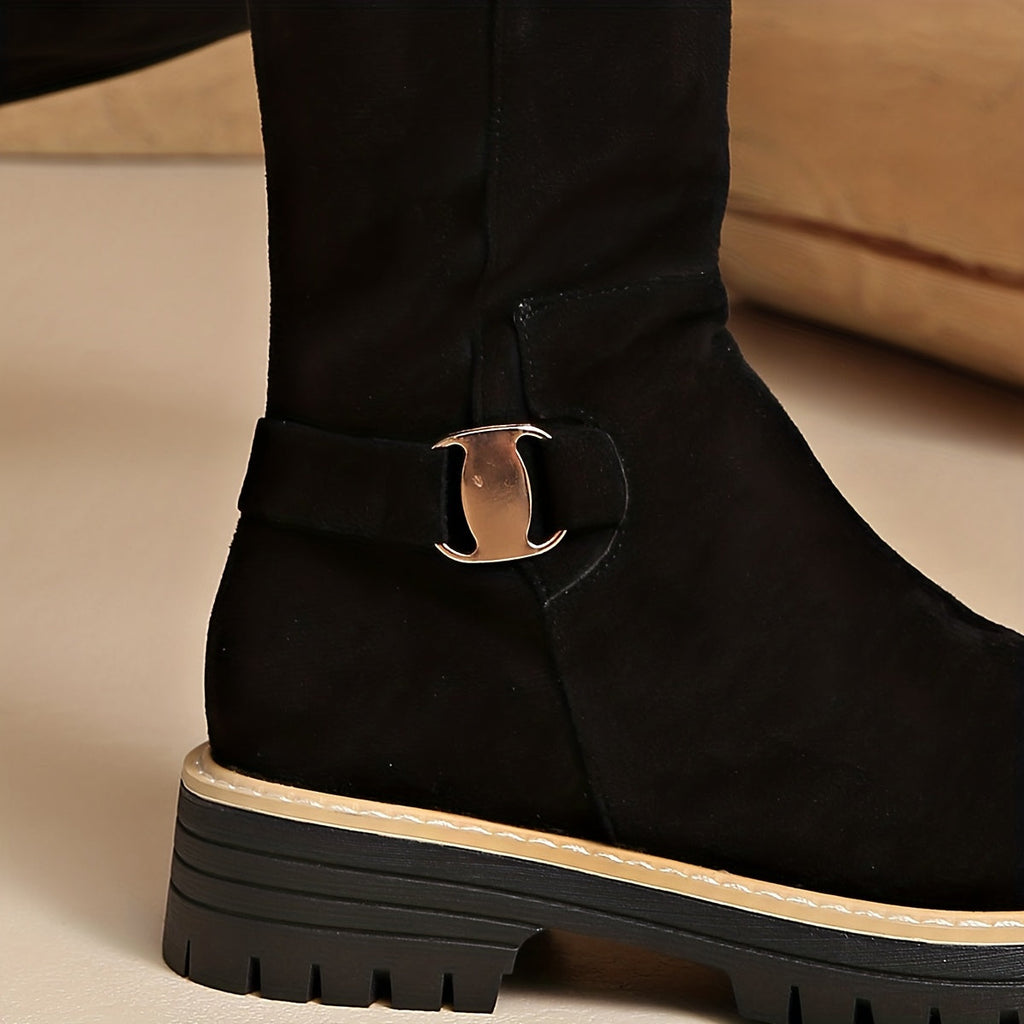 kacob womens lug sole knee high boots