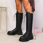 kacob womens lace up platform knee high boots