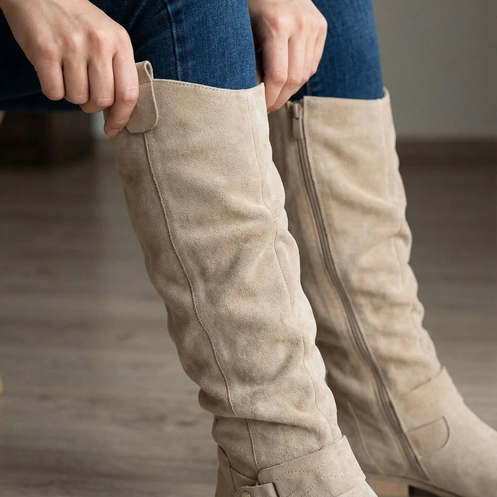 kacob womens strap detail slouch knee high boots