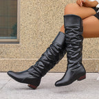 kacob womens low heel slouch knee high boots