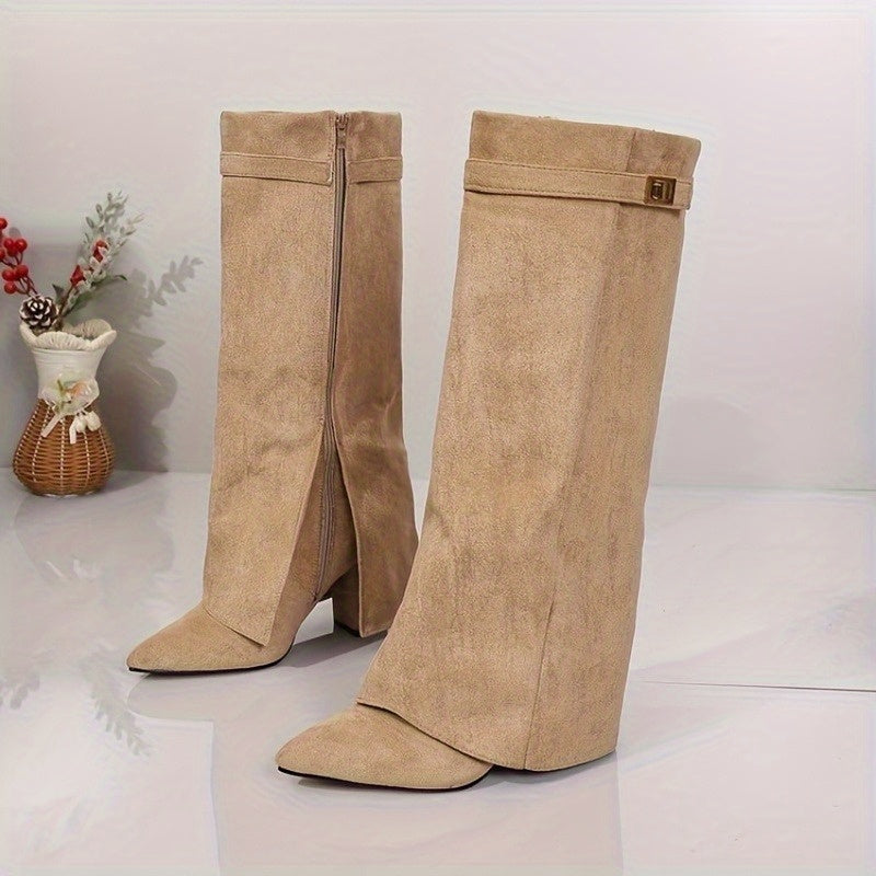 kacob womens brushed block heel knee high boots