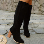 kacob womens chunky heel knee high boots