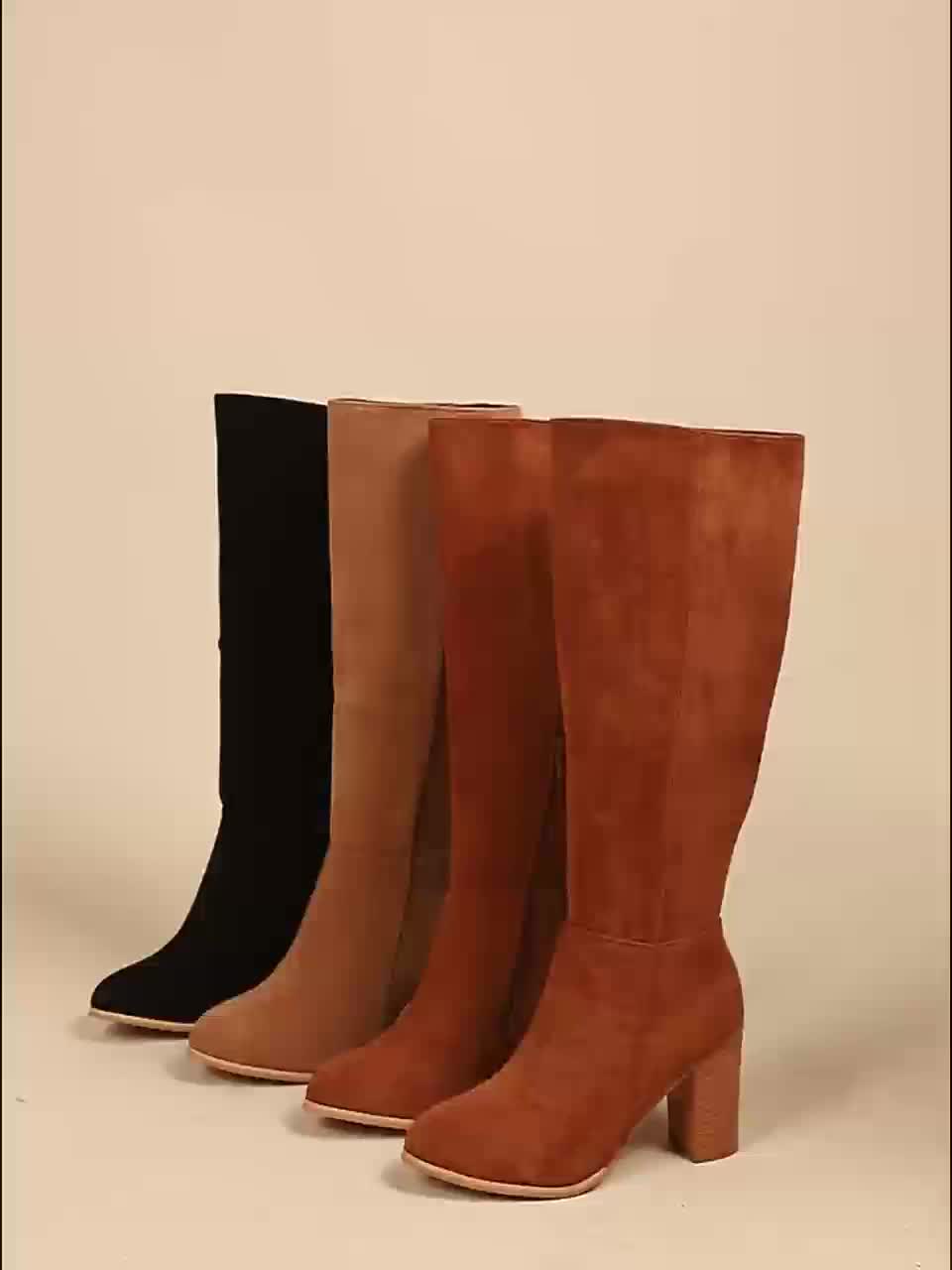 kacob womens chunky heel knee high boots