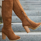 kacob womens chunky heel knee high boots
