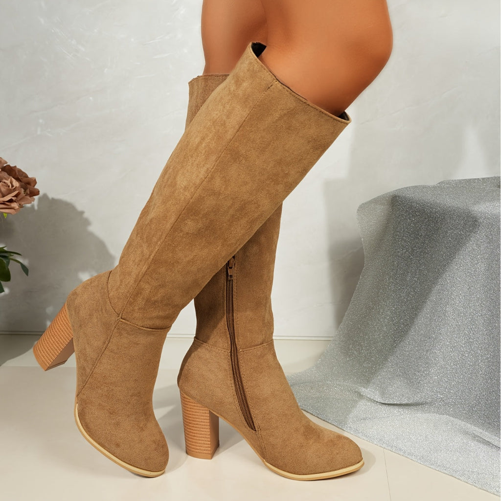 kacob womens chunky heel knee high boots