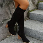 kacob womens chunky heel knee high boots