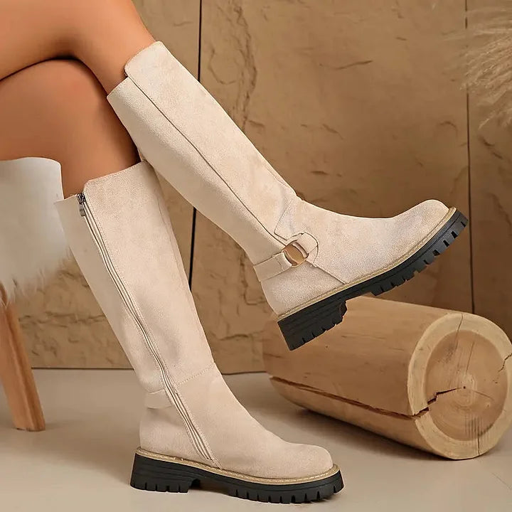 kacob womens buckle detail knee high boots
