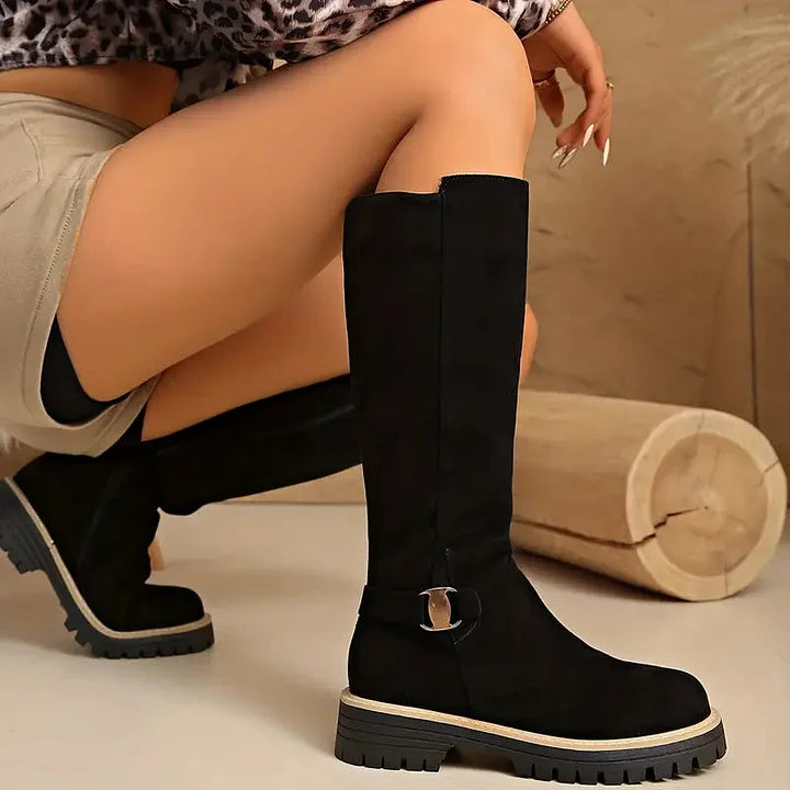 kacob womens buckle detail knee high boots