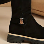 kacob womens buckle detail knee high boots