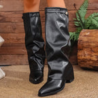 kacob womens pointed toe slouch knee high boots