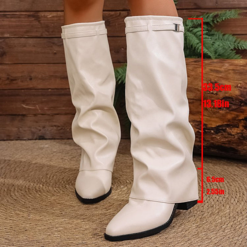 kacob womens pointed toe slouch knee high boots