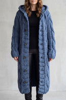 Kacob | Cable Knit Hooded Longline Cardigan